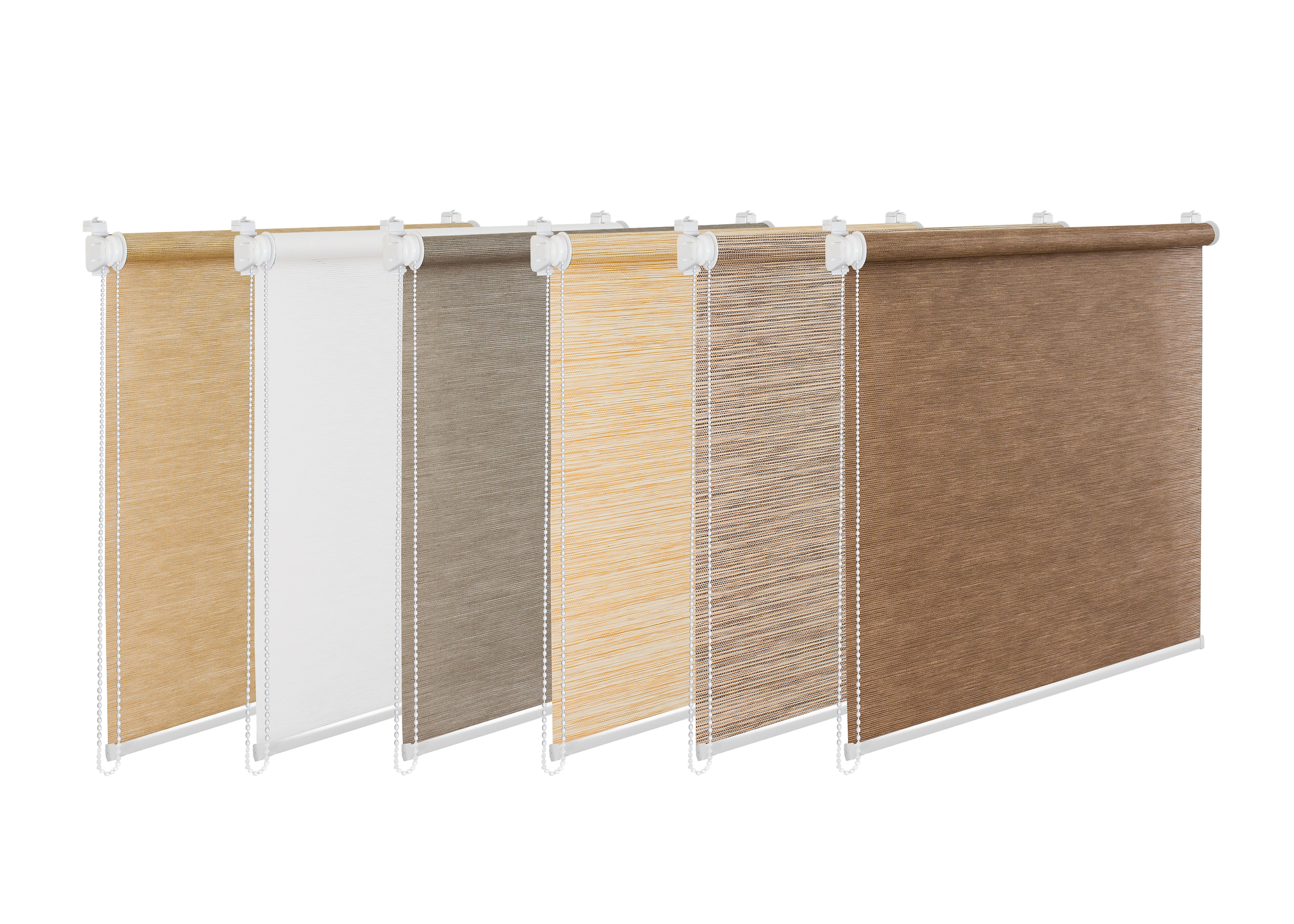 FENSTERROLLO NATUR FARBEN BAMBUS OPTIK GRAU WEISS BEIGE BRAUN GRAU OHNE